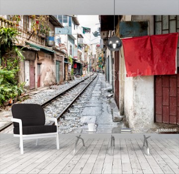 Picture of Hanoi Street with Train Tracks in Vietnam